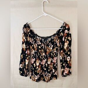 Almost Famous Black Floral Blouse